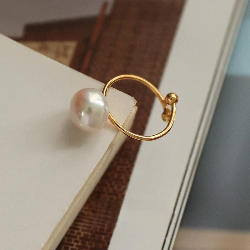 Natural Baroque Pearl High-grade Open Ring