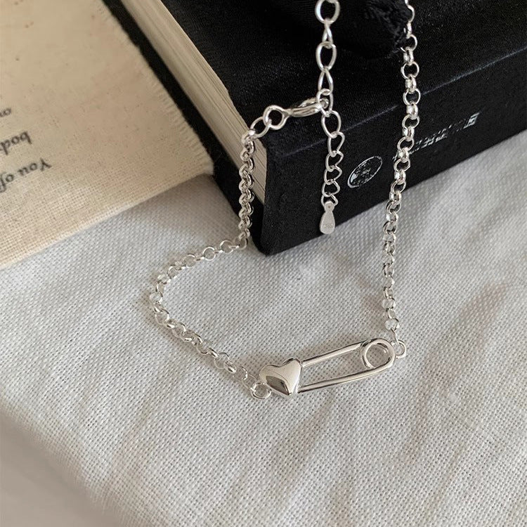 S925 sterling silver paper clip love bracelet