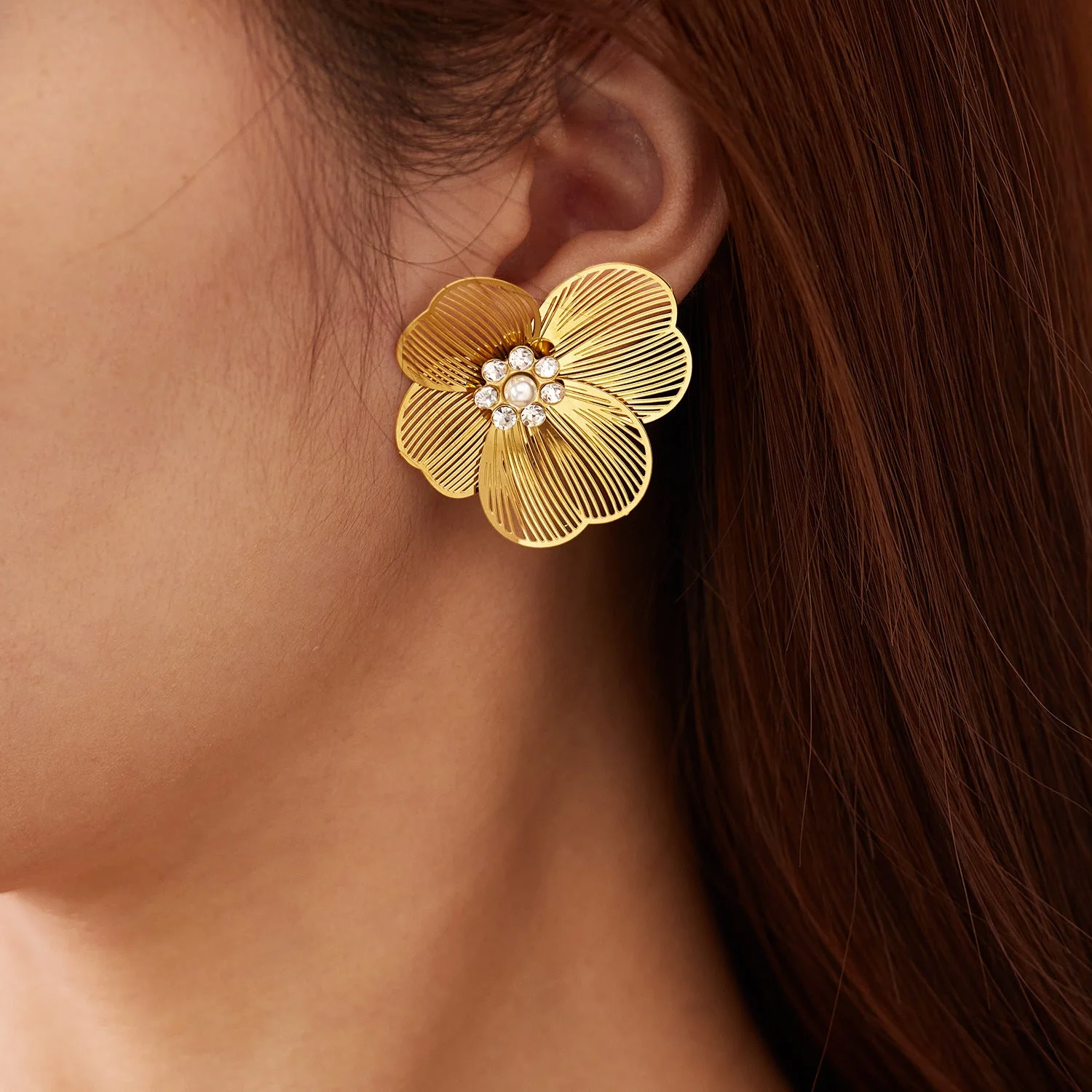 Flower Titanium Steel Earrings