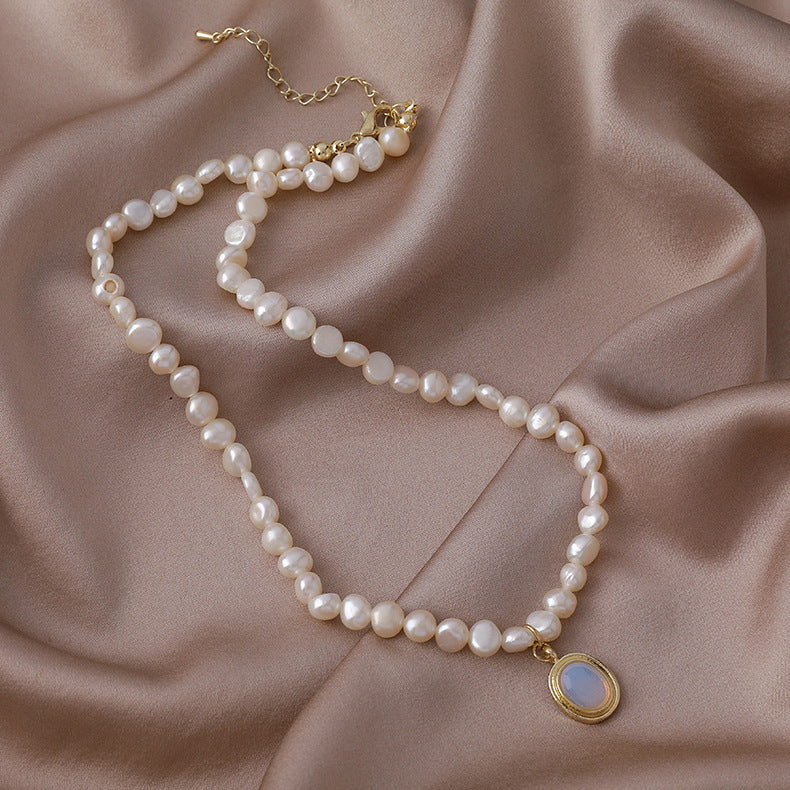 Freshwater pearl necklace Baroque irregular zircon sweater chain