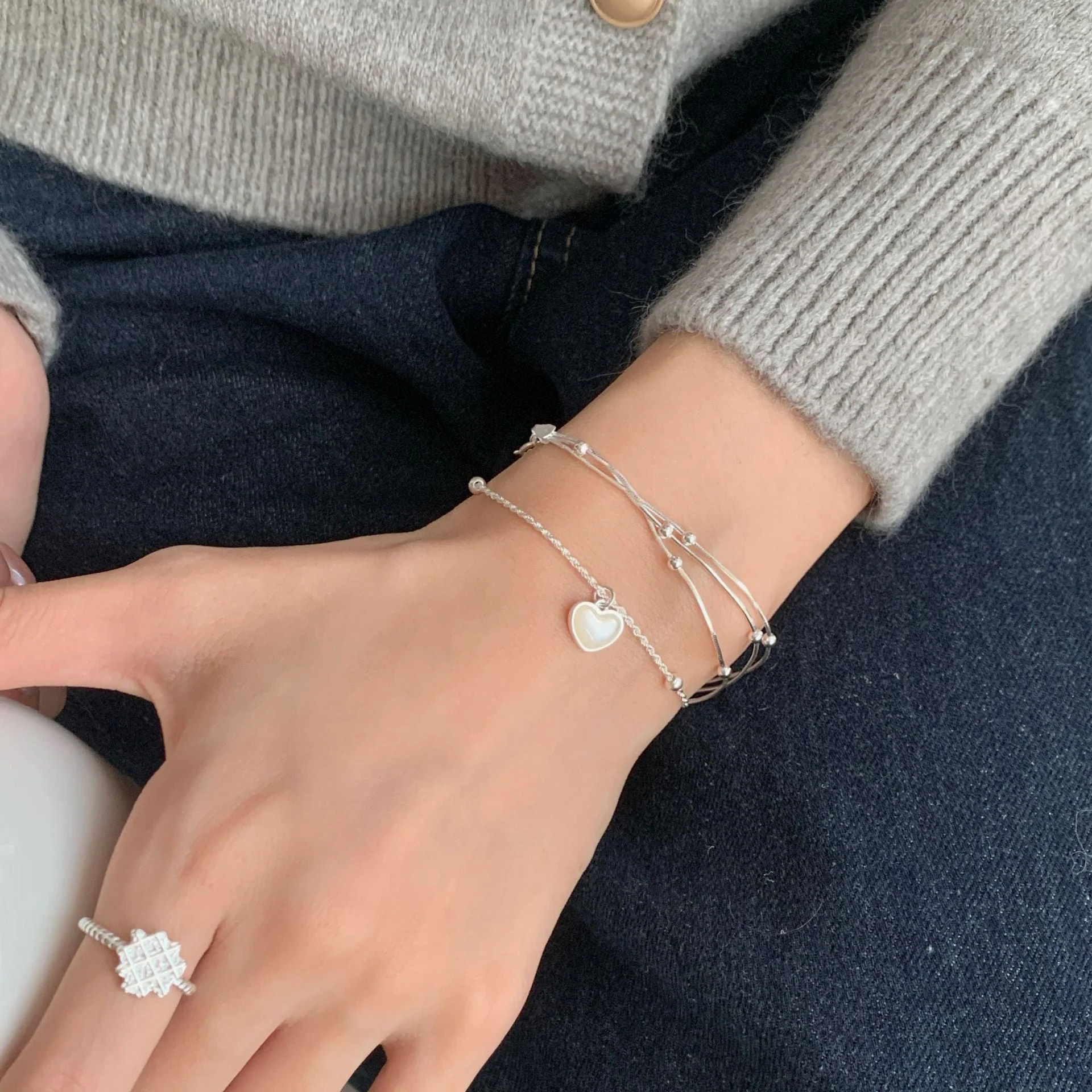 S925 Sterling Silver Love Fritillaria Twist Pull Bracelet