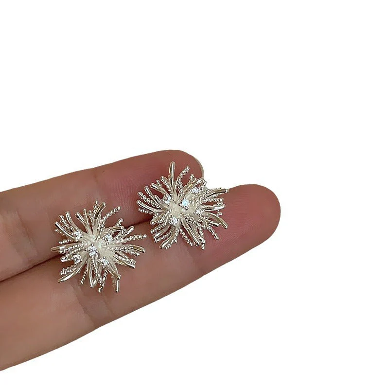Zircon Metal Dandelion Earrings