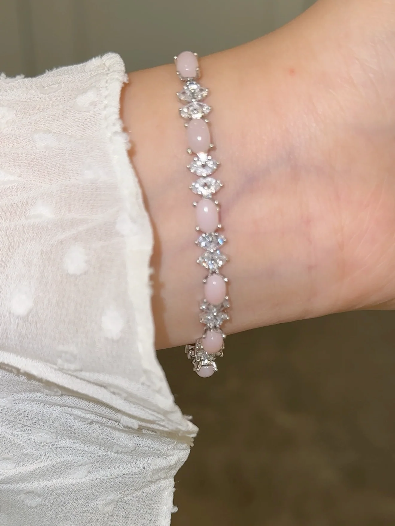 Natural Pink Opal Bow Bracelet