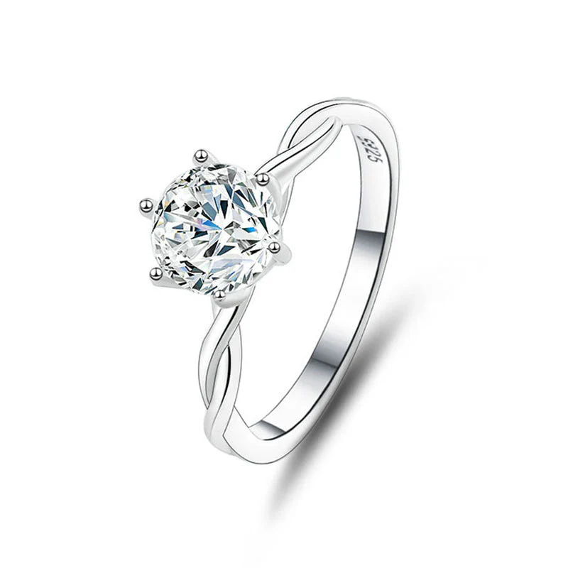 S925 sterling silver one carat moissanite ring