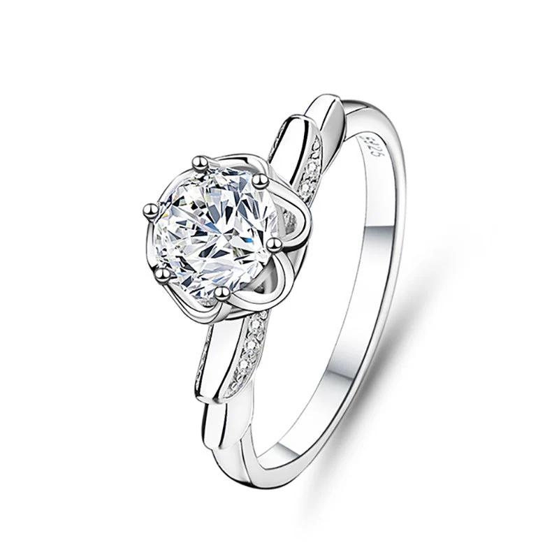 S925 sterling silver one carat moissanite ring