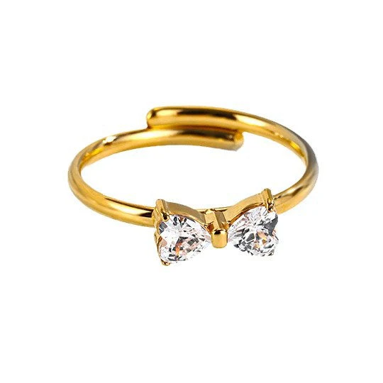 Stainless steel bow adjustable titanium ring does not fade