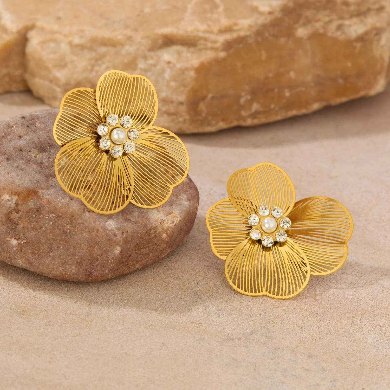 Flower Titanium Steel Earrings