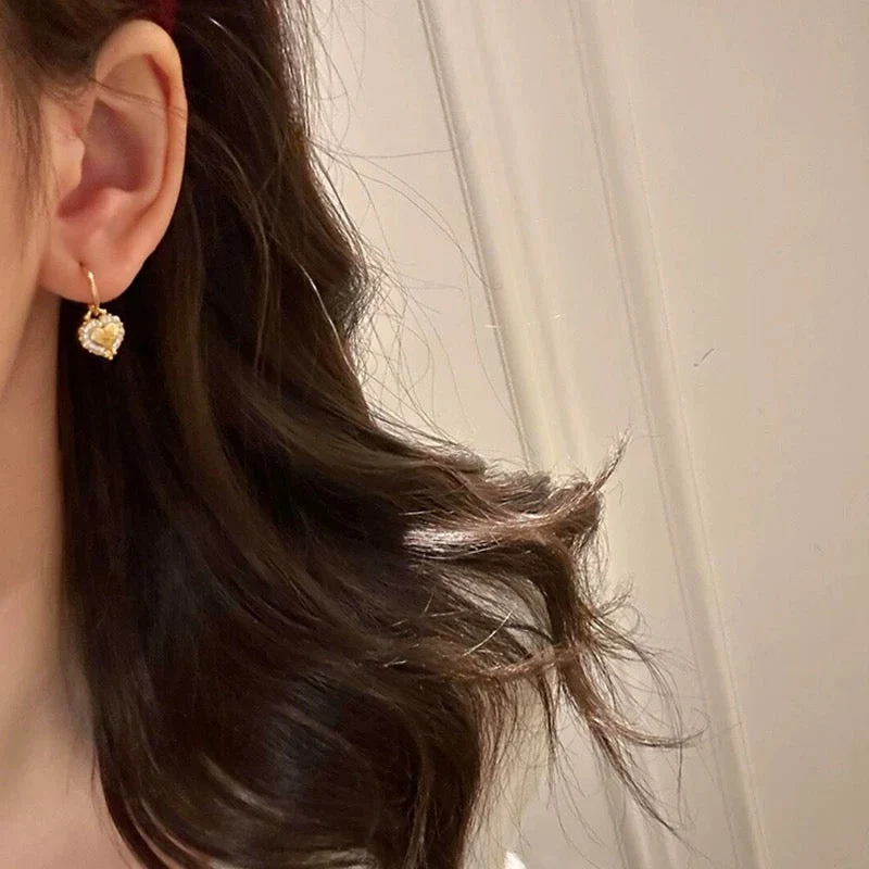 Vintage Brushed Gold Diamond Earrings