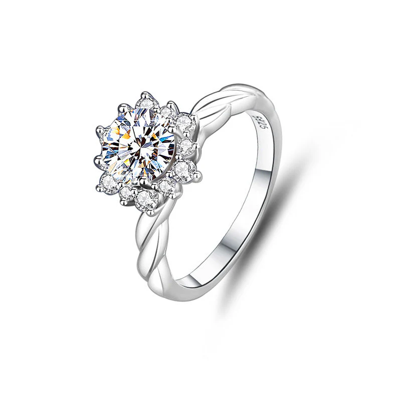 S925 sterling silver one carat moissanite ring