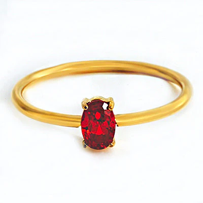 Stainless steel ring color zircon electroplating 18K gold.