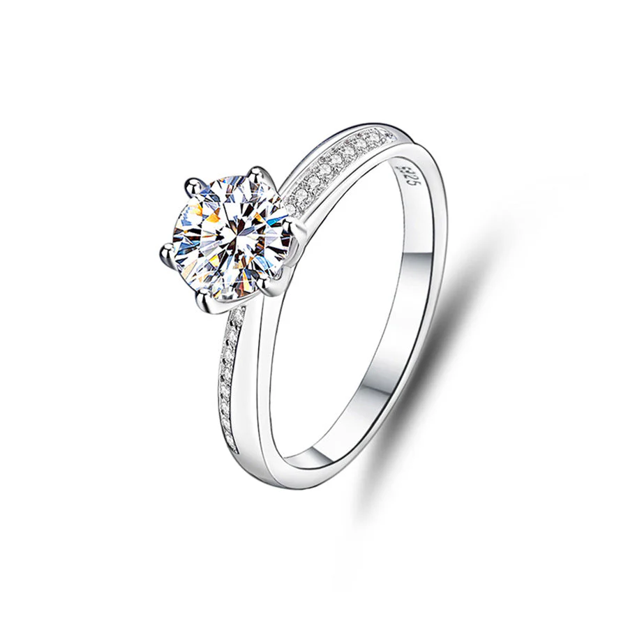 S925 sterling silver one carat moissanite ring