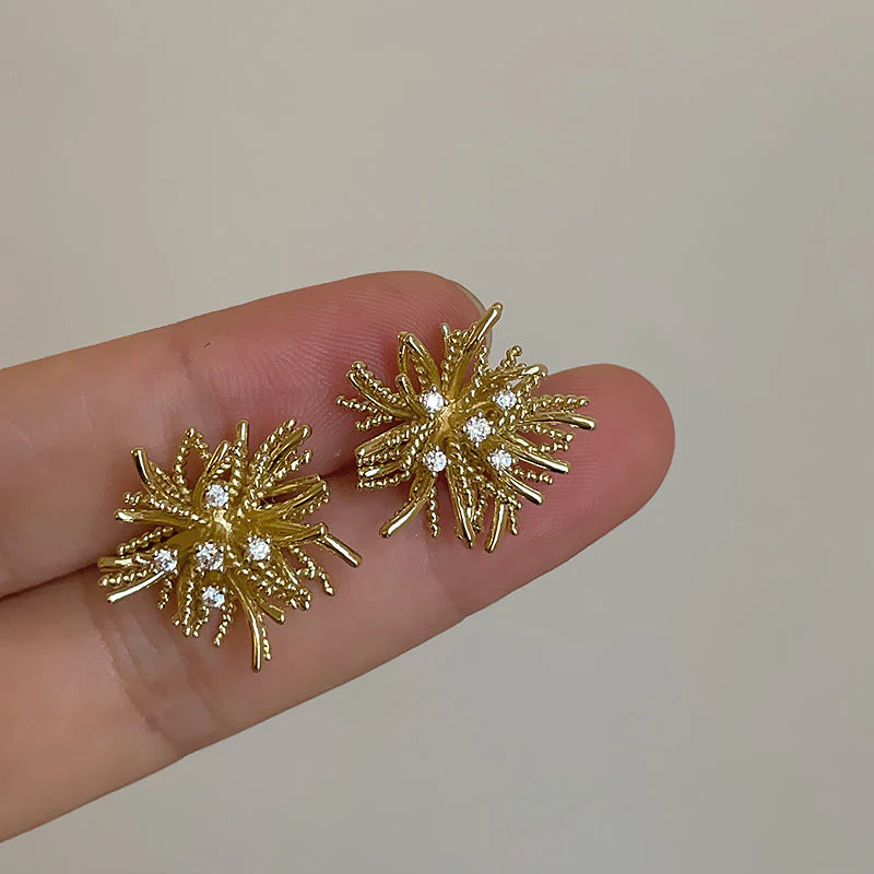 Zircon Metal Dandelion Earrings