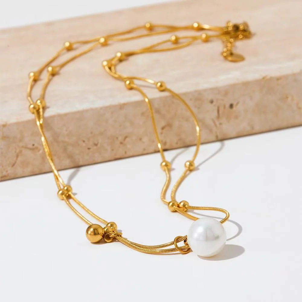 Double-layer Chain Design Pearl Necklace