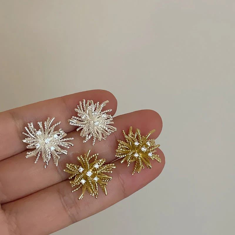 Zircon Metal Dandelion Earrings