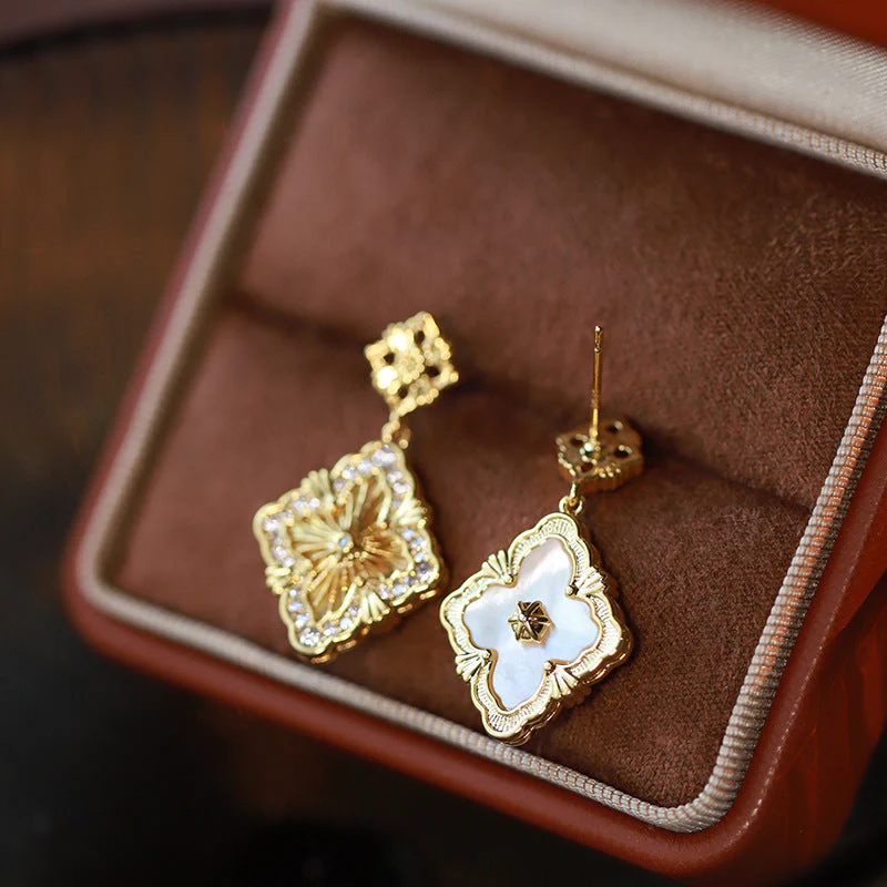 Double-sided Four-leaf Clover Earrings