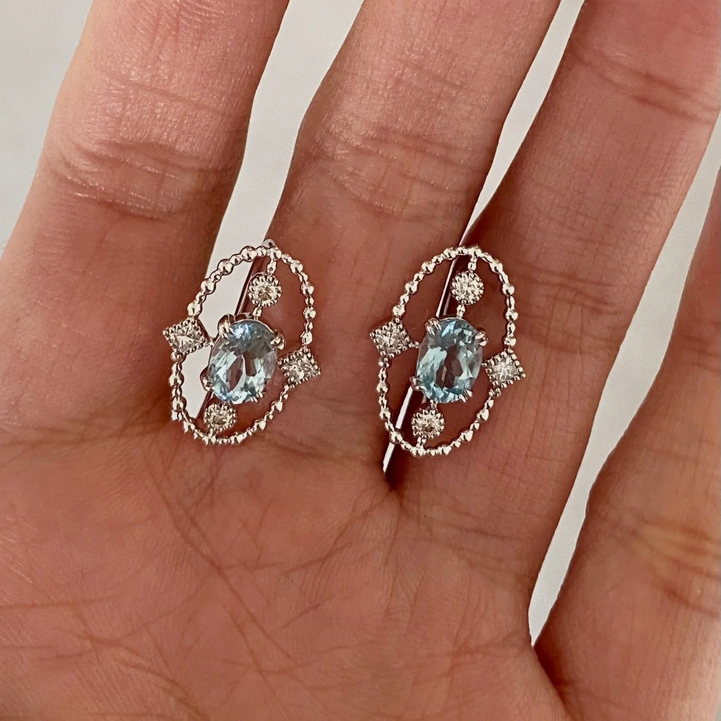 S925 sterling silver palaiba lace navy blue treasure Topaz ring stud earrings suit