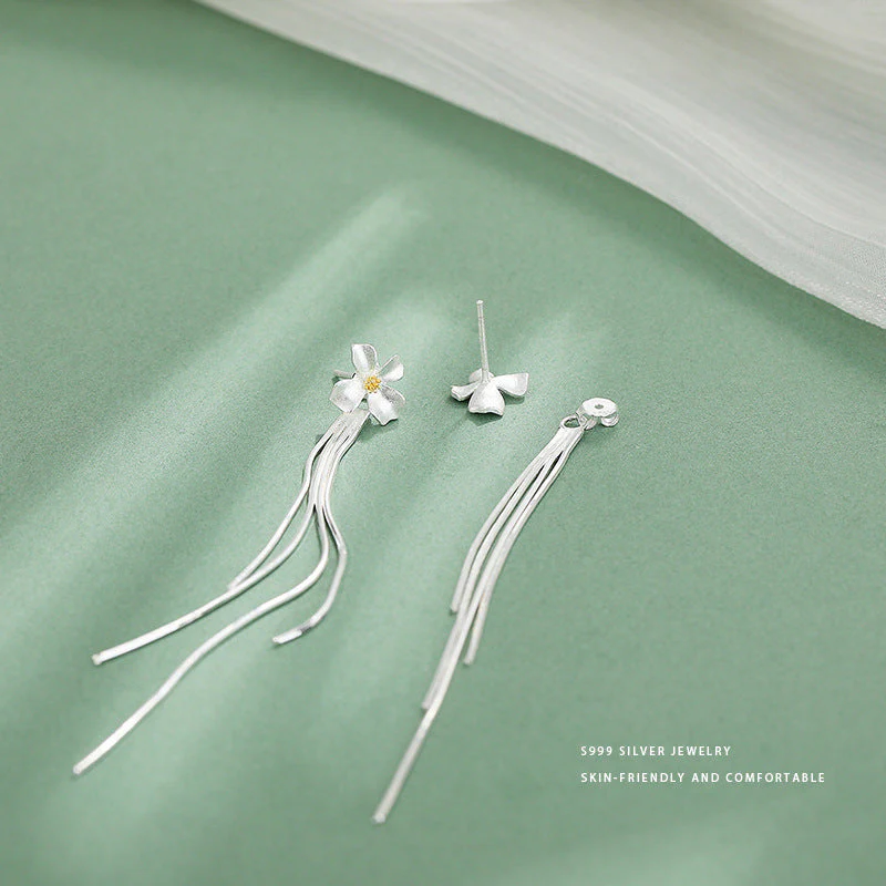 S999 foot silver elegant gardenia series set earrings ring necklace