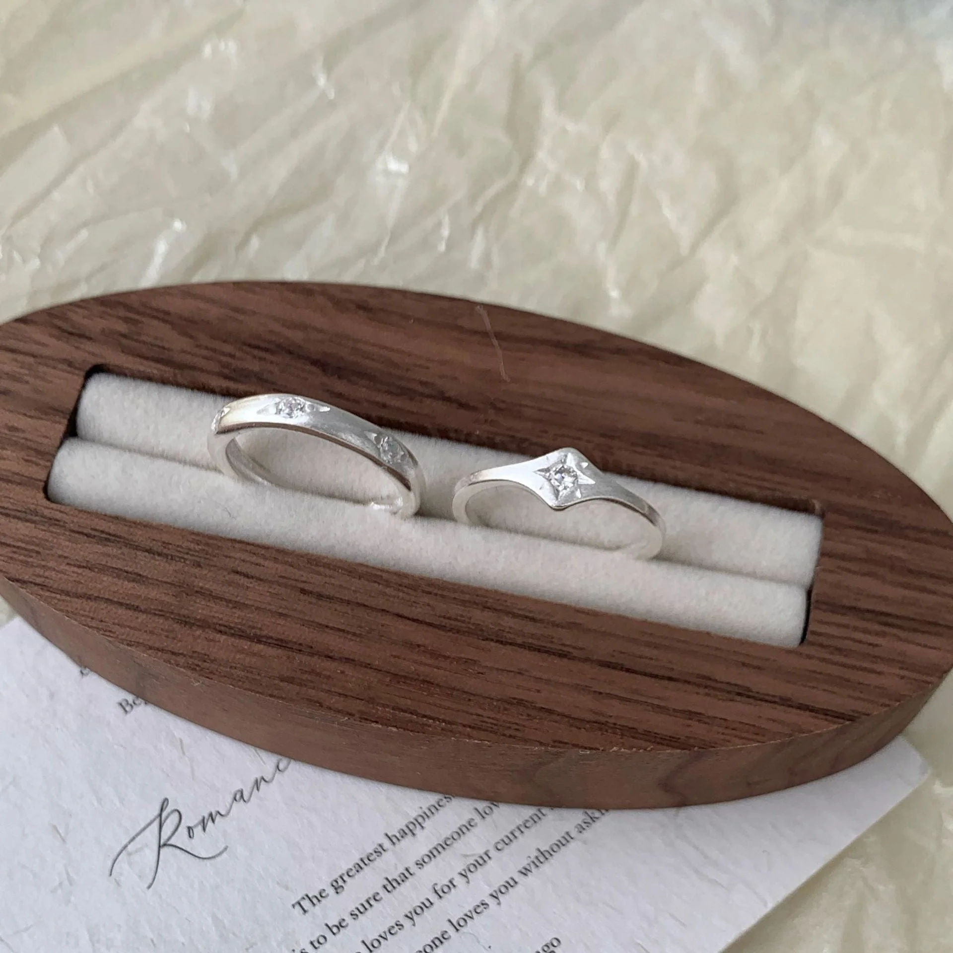 S925 sterling silver matte brushed eight-star flashing zirconium ring