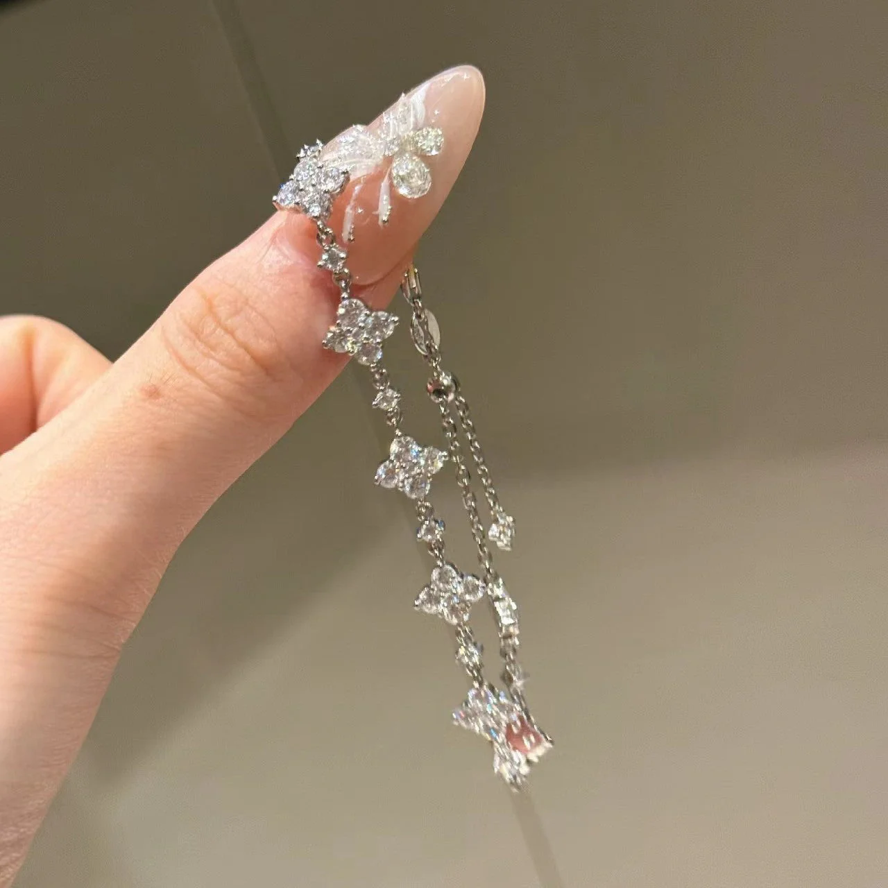 Sterling silver s925 high carbon diamond four-leaf clover bracelet