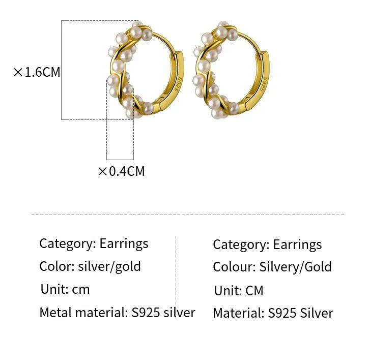 S925 pure silver twisted flower wreath bead earrings