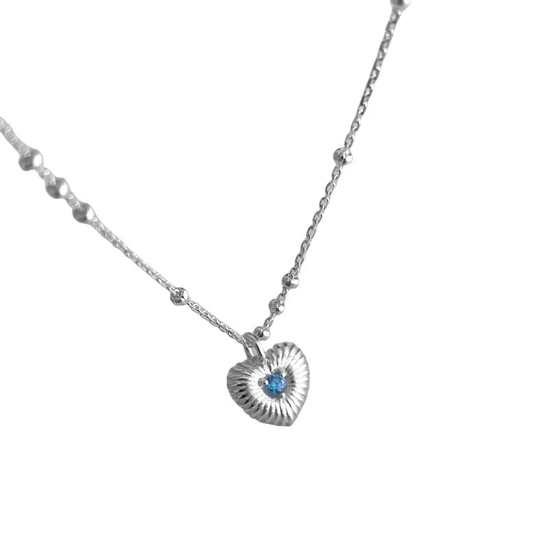 s925 sterling silver blue zircon vertical pattern lovely necklace