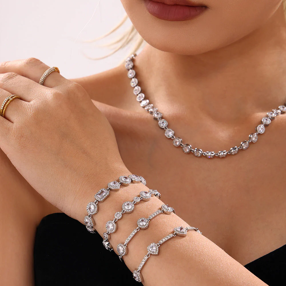 Stainless Steel Handmade Inlaid Super Flash Geometric Zircon Gestar Bracelet