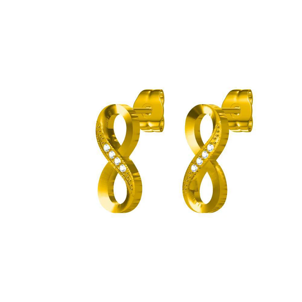 Stainless steel diamond studded infinite loop 8-shaped necklace bracelet earring set