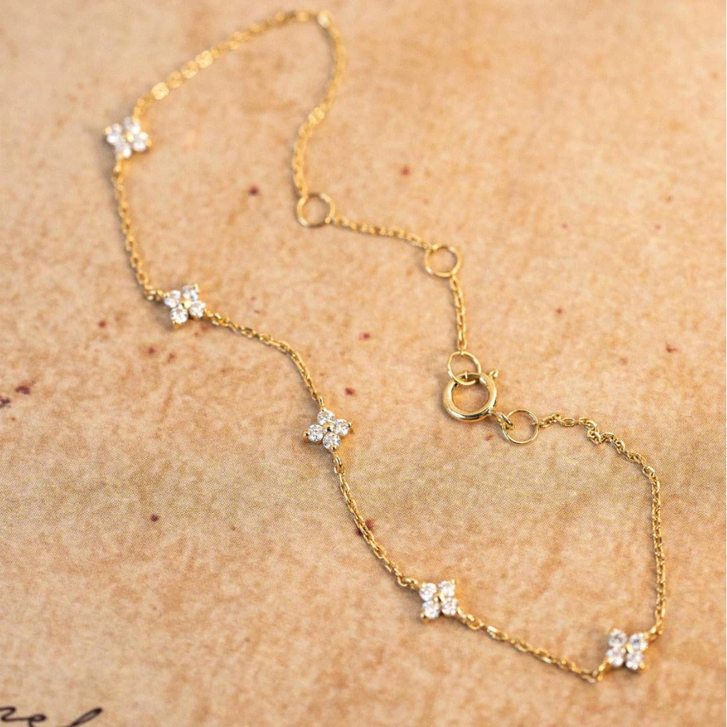 S925 silver-plated 18K gold four-leaf clover starry bracelet
