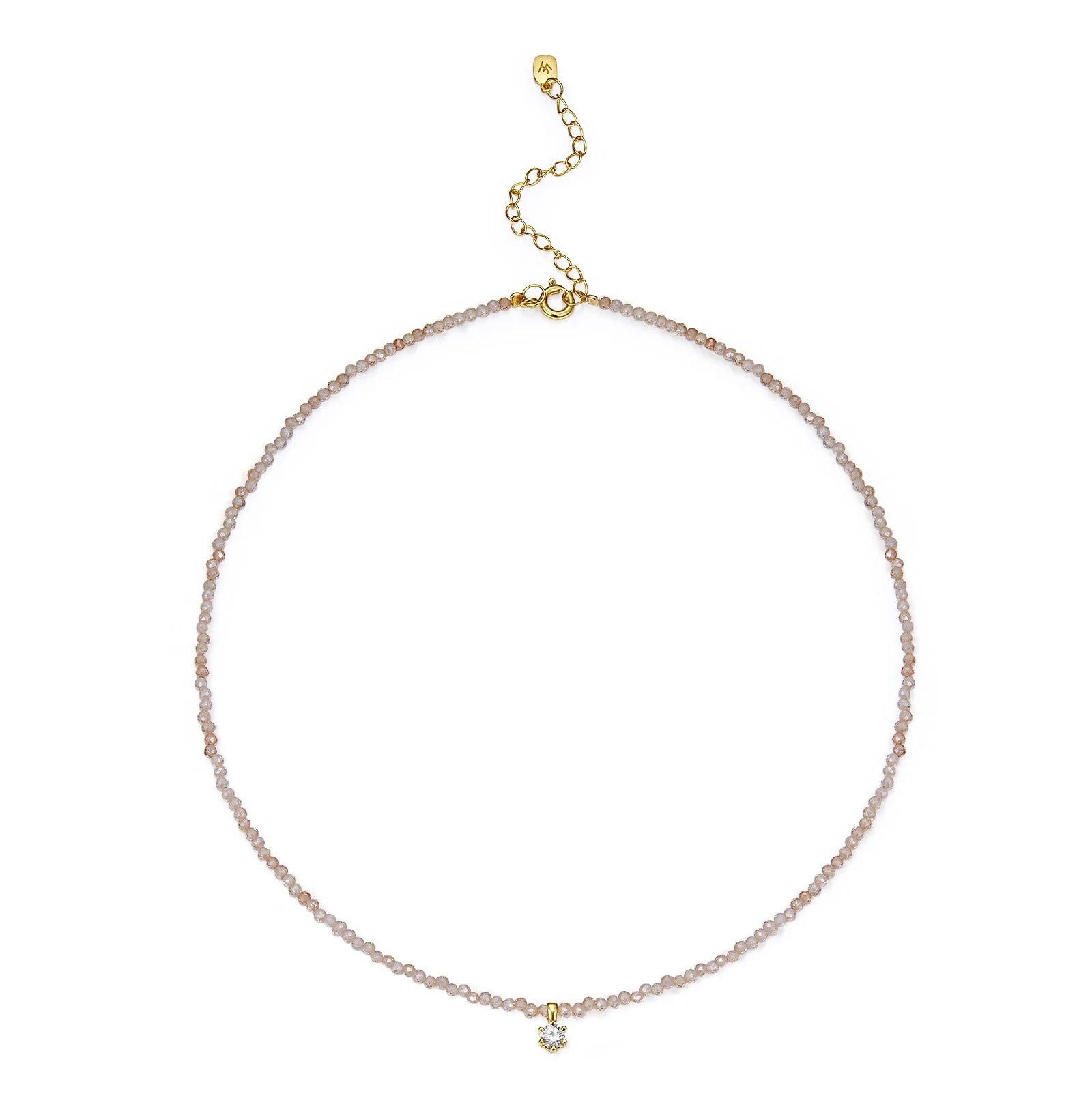 Champagne Crystal Zircon Moissanite Sterling Silver Necklace