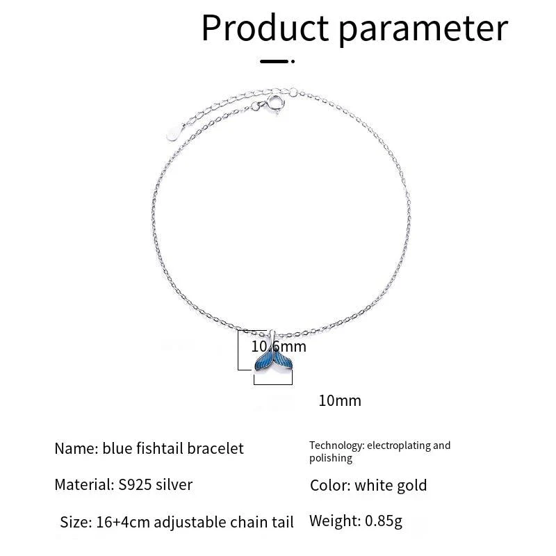 Blue fishtail series necklace ring bracelet earrings set