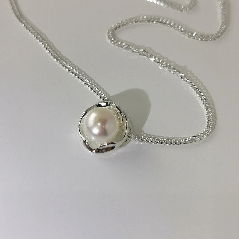 s925 sterling silver pearl necklace