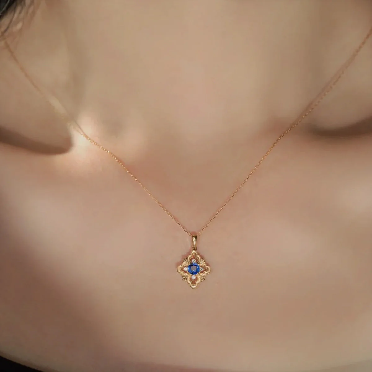 S925 sterling silver clavicle chain pendant necklace