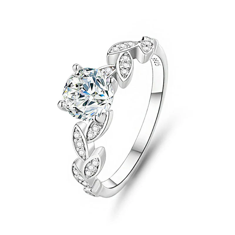 S925 sterling silver one carat moissanite ring