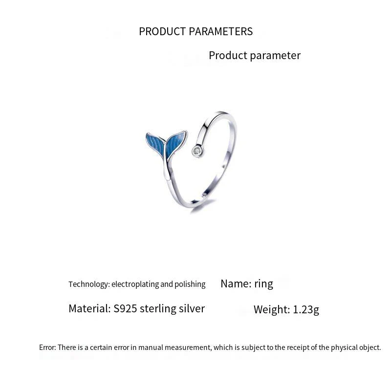 Blue fishtail series necklace ring bracelet earrings set