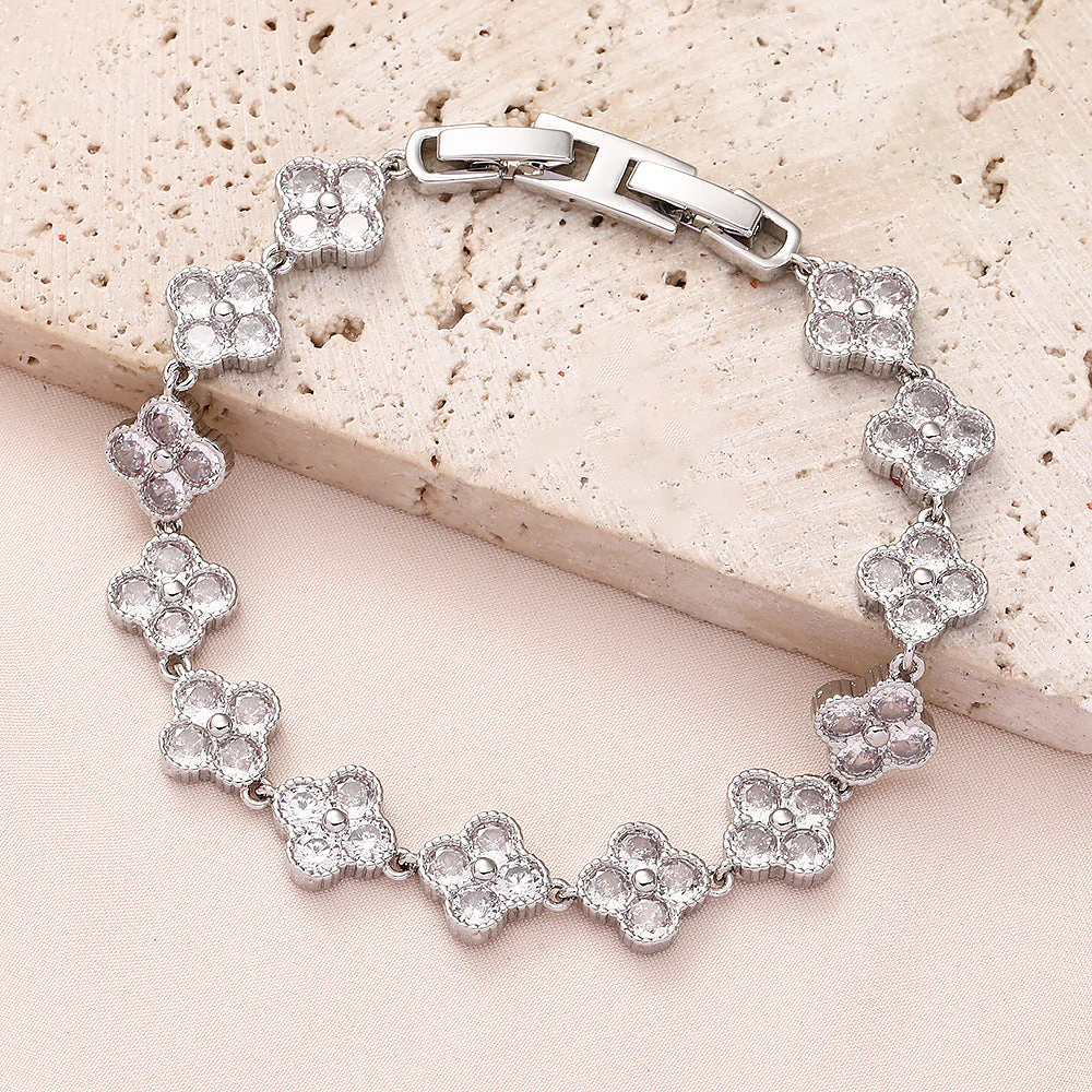 High quality zircon flower oval bracelet