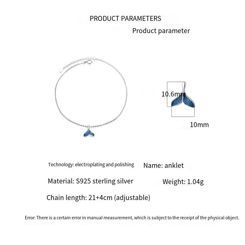 Blue fishtail series necklace ring bracelet earrings set