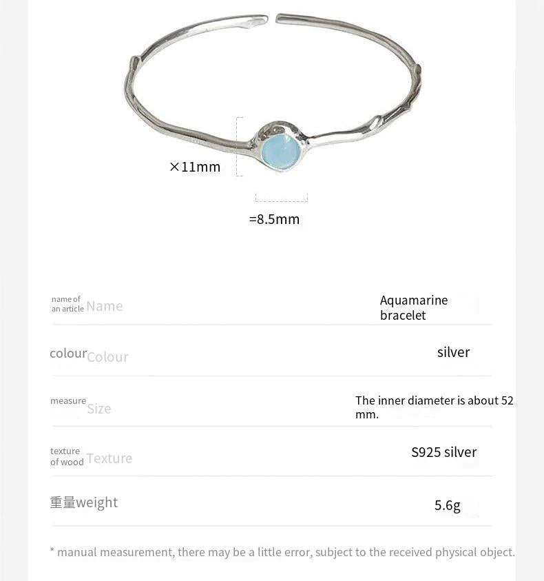 s925 sterling silver aquamarine necklace bracelet