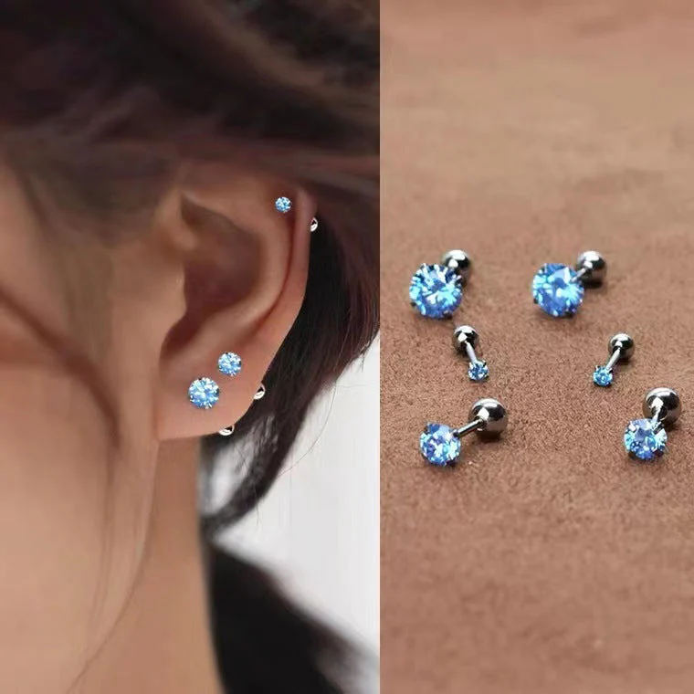 S999 Klein blue ear nail earrings