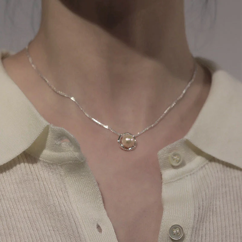 s925 sterling silver pearl necklace