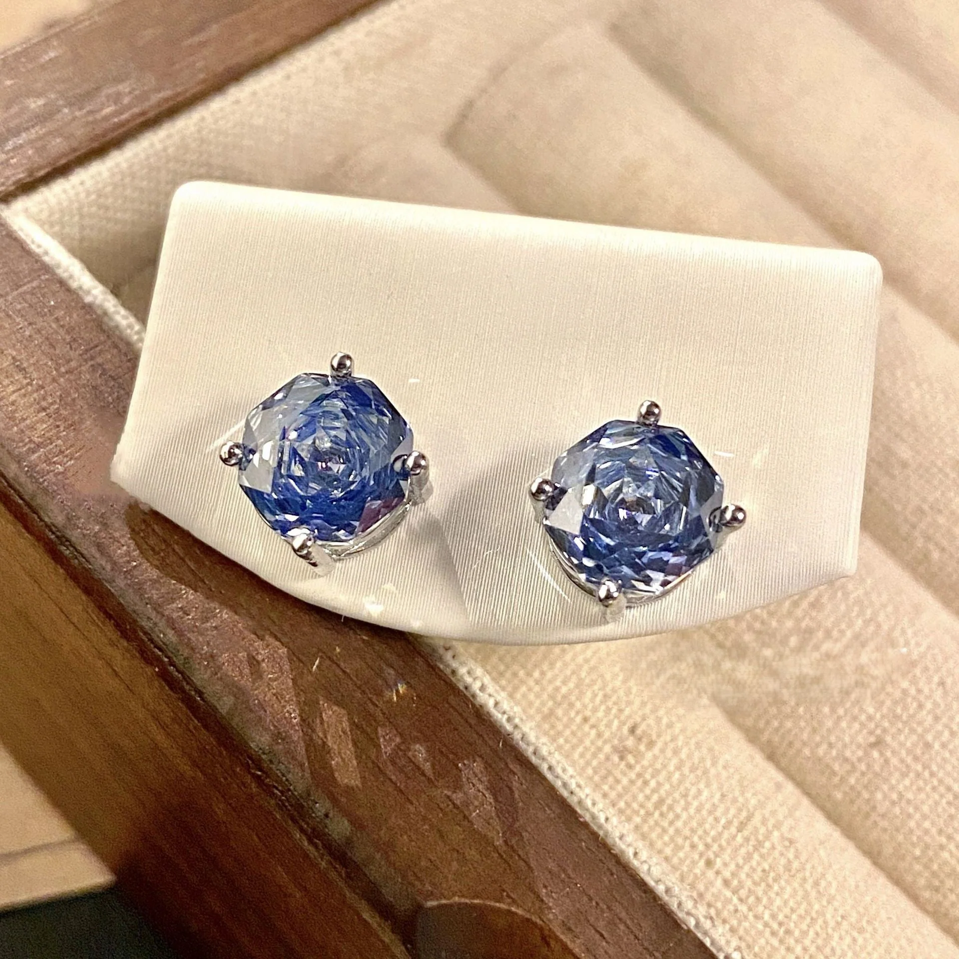 Rose blue high carbon diamond necklace ring earrings set