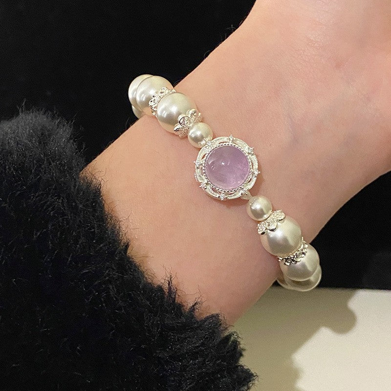 Diamond studded Swarovski pearl bracelet