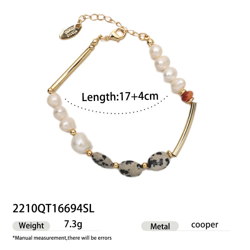 High color retention brass plating real gold natural real pearl bracelet