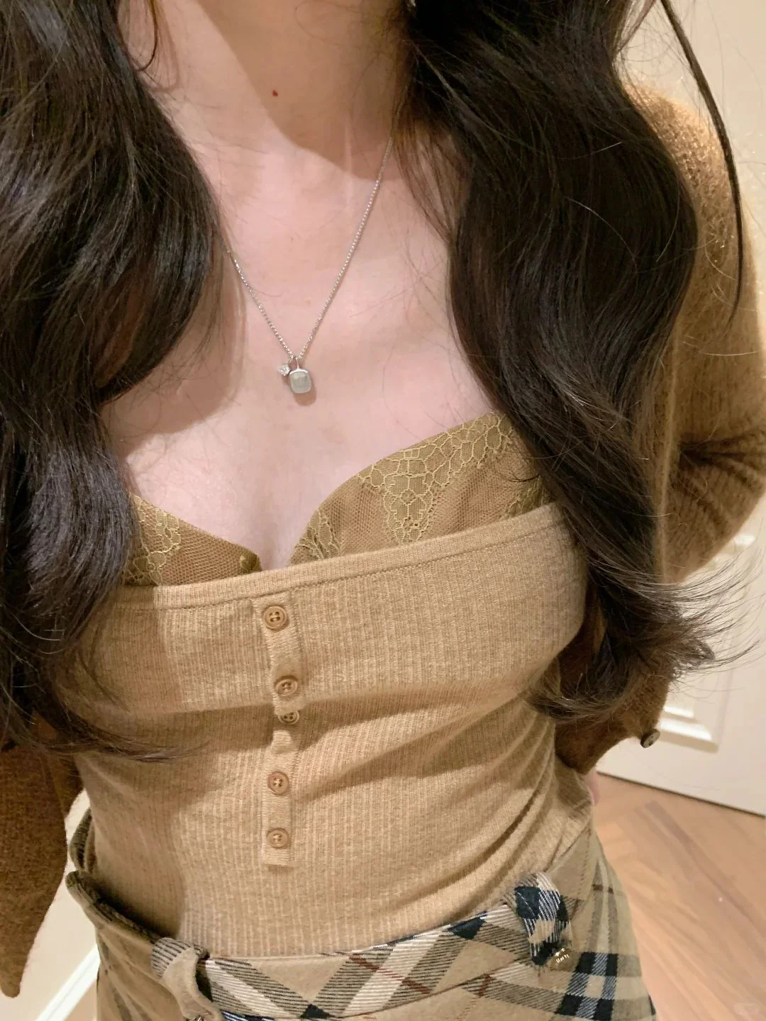 S925 Sterling Silver Brushed Sugar Cube Necklace