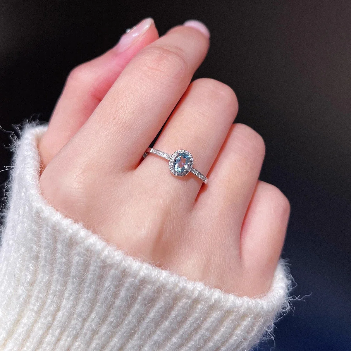 S925 sterling silver ring with full diamonds and moissanite stones