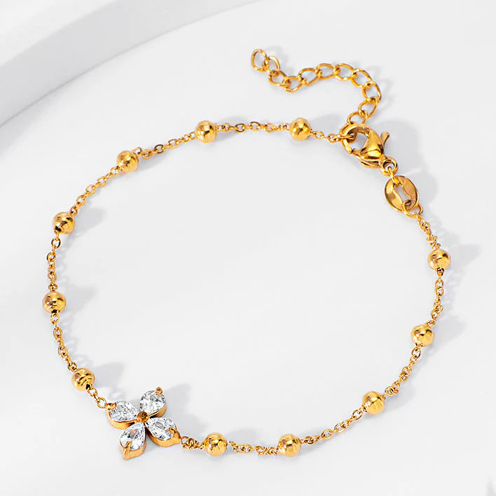 Zircon titanium steel colorfast bracelet necklace ring earrings jewelry set