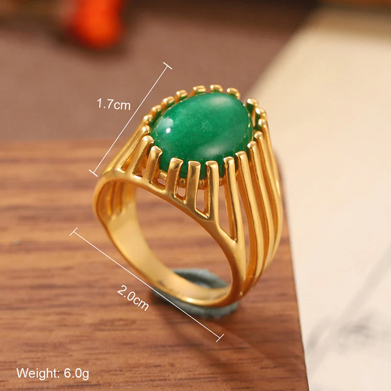 Natural stone geometric ring