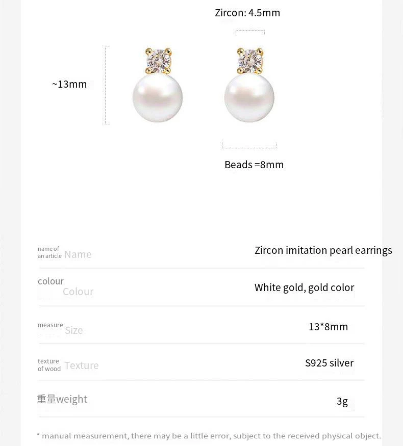 S925 sterling silver Flash Diamond Pearl Earrings