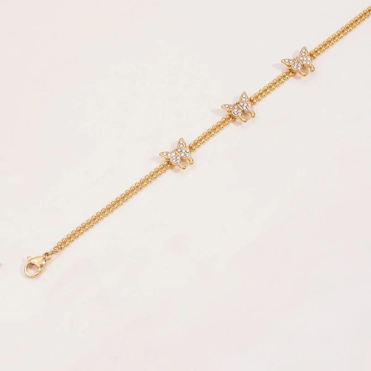 Butterfly Design Double-layer Chain Bracelet