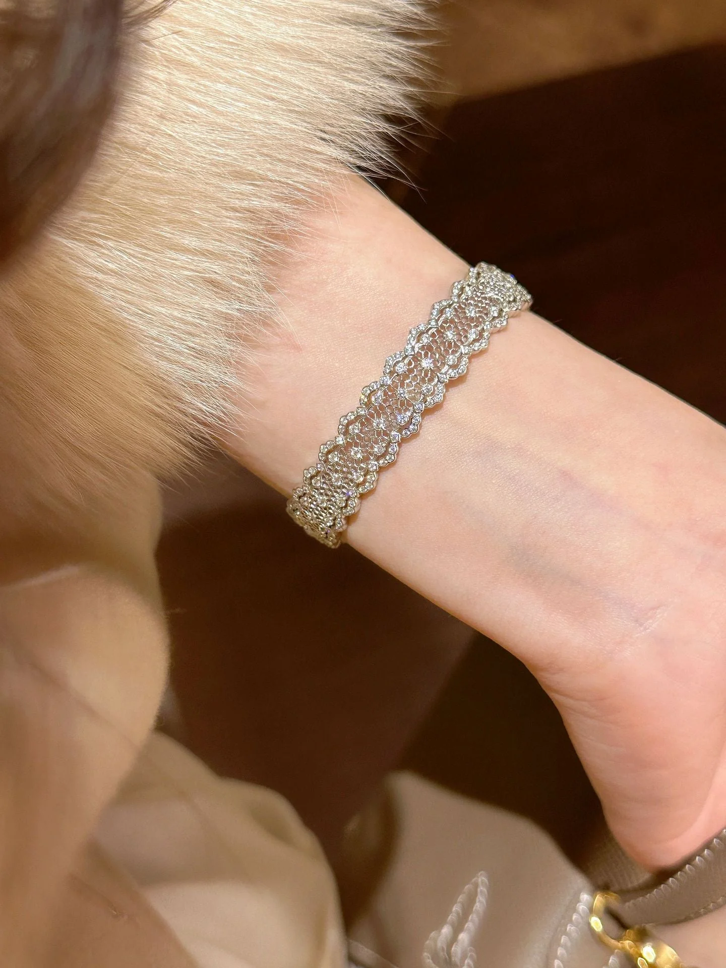 S925 sterling silver openwork lace ring bracelet set