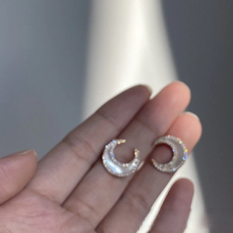Moon studded shell earrings